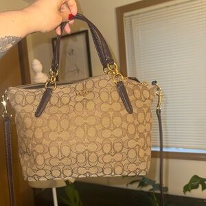 Coach Brown and Tan Signature Crossbody